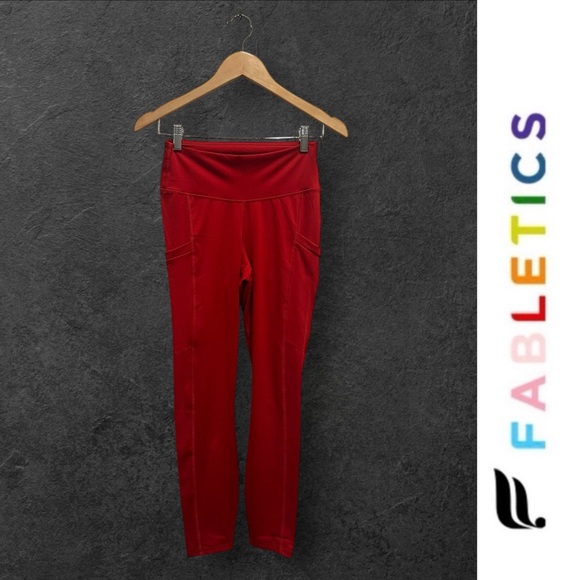 Fabletics Bold Red Oasis PureLuxe High-Waisted Legging 7/8, Size M, MSRP $70 - Picture 3 of 6
